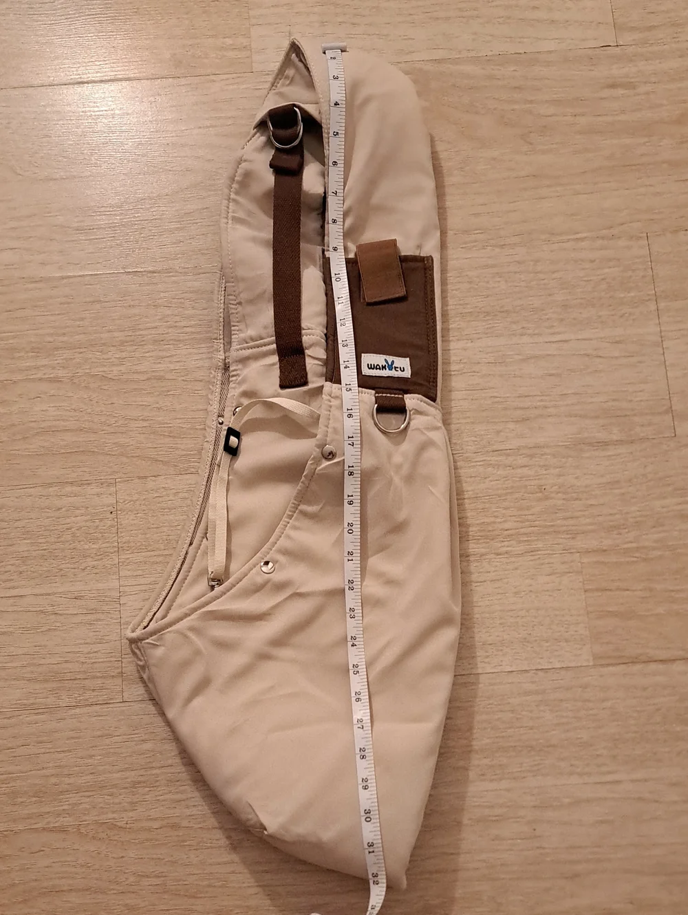 MAKYTU Beige Pet Sling Carrier with Brown Strap Small Dogs and Cats